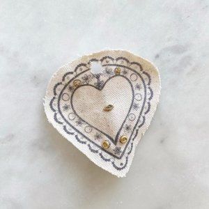 Anthropologie Rose and Heart Brass Stud Earring Set